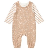 MTX04: Baby Brown Bear Print Dungaree & Top Outfit (0-18 Months)